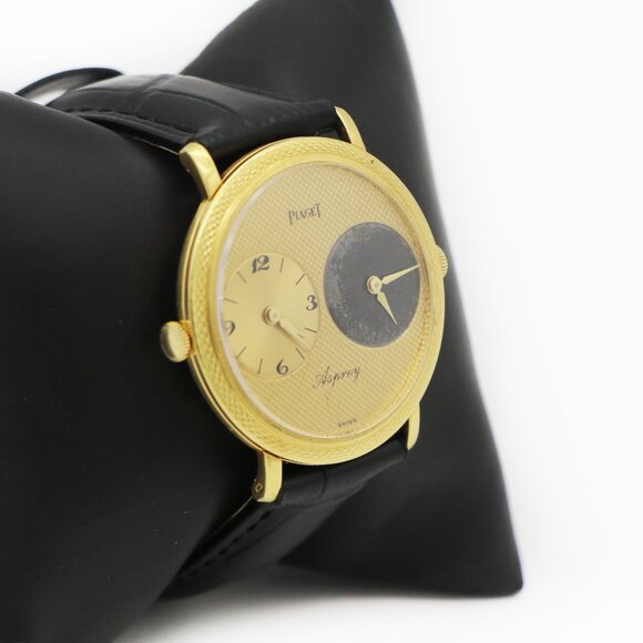 Piaget Vintage 18K Yellow Gold Asprey Swiss Dual Time Watch - Picture 1 of 5
